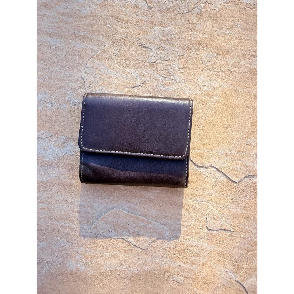Vintage Coach Trifold Zippered Back Leather Wallet Brown Interior RG